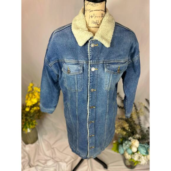 LNDN Landon Denim Sherpa Lined Trench Jacket Medium Wash XS/S - Picture 8 of 16